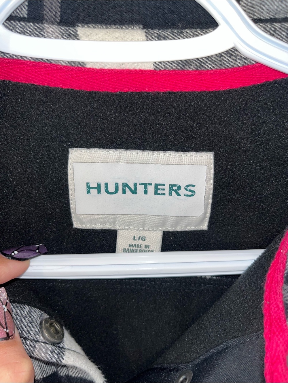 Hunter Plaid Jacket with Pink Trim - Picture 2 of 3